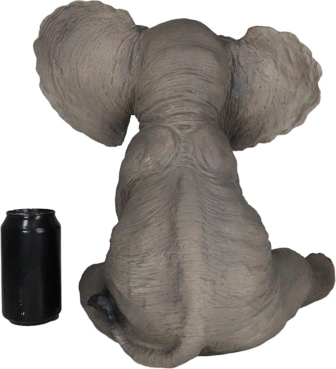 Ebros Safari Savanna Wildlife Animal Melee Adorable Pachy Elephant Statue Home Patio Decor Figurine with Solar LED Light Lantern Lamp 13.75" H Guest Greeter Elephants Path Lighter Sculpture