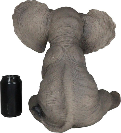Ebros Safari Savanna Wildlife Animal Melee Adorable Pachy Elephant Statue Home Patio Decor Figurine with Solar LED Light Lantern Lamp 13.75" H Guest Greeter Elephants Path Lighter Sculpture