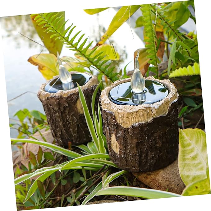 Mipcase Solar Stump Light Outdoor Landscape Light for Garden Patio and Pathway Durable Solar-Powered Decorative Lighting with Realistic Wood Grain Design