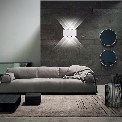 Kawell 6W Waterproof Modern Wall Sconces LED Wall Light Up Down Aluminum Wall Lamp LED Indoor Outdoor for Bathroom Bedroom Living Room Porch Stairs Hotels Garden Pathway, White 6000K