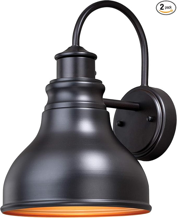 VAXCEL 2-Pack Delano 13 in. H 1-Light Oil Burnished Bronze and Light Gold Dusk to Dawn Sensor Farmhouse Outdoor | Lumora