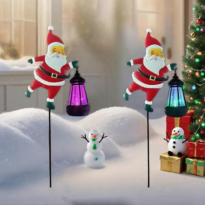 Christmas Solar Kettle Lights, Light Solar Santa Claus Watering Can LED Light, Waterproof Solar Powered Lawn Decorative Lights for Outdoor Christmas Pathway Decoration (Rainbow B, Lantern)