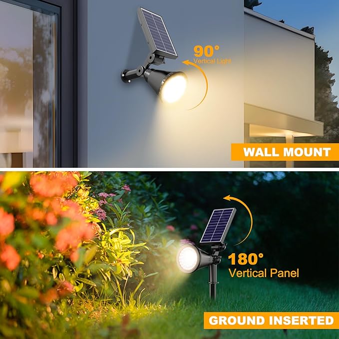 Solar Spotlight Outdoor Waterproof, 36 LED Outdoor Solar Lights with 2200mAh, 2-in-1 Wall or Ground Solar Flood | Lumora