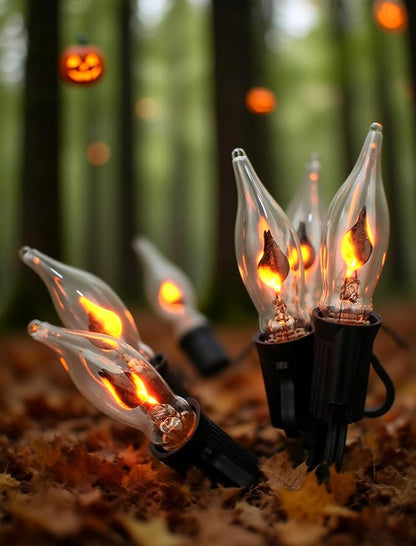 50Ft Heavy-Duty Outdoor String Lights with 25 Flame Effect Bulbs | Waterproof & UL-Listed for Party, Deck, Pergola & Camping | Bright, Connectable & Perfect for Events
