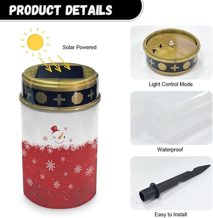 Christmas Snowman Garden Solar Light Outdoor Solar Powered Garden Lights Solar Light Decoration for Grave Easy to Install Cemetery Solar Light for Grave Memorial
