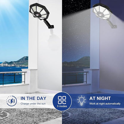 2-Pack Solar Outdoor Lights, 6000k Motion Sensor Flood Light, 168 LED Waterproof Solar Powered Security Lamps