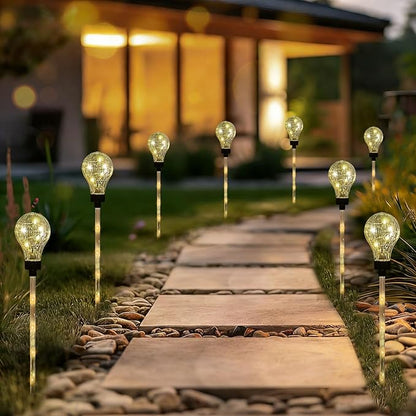 Solar Lights Outdoor Garden Decorative Waterproof 6 Pack Bulb Lights Outside Solar Pathway Lights for Garden Home Christmas Landscape Path Yard Lawn Driveway Flowerbed Decor - Warm White