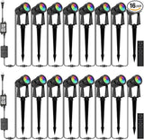 SUNTHIN Outdoor Landscape Lighting with Remote, RGBW Color Changing Spot Uplights, 16 Pack | Lumora