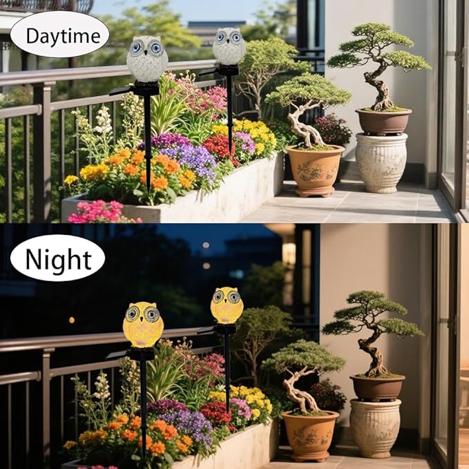Solar Garden Lights Outdoor Waterproof，Cute owl-Shaped Decorative Lamp for Balcony, Terrace, Lawn, Garden, Courtyard.