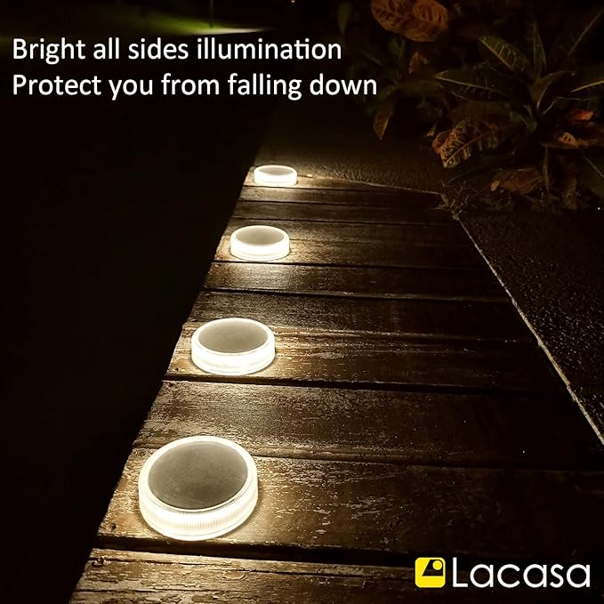 Lacasa Solar Deck Lights Outdoor Waterproof LED Solar Step Lights Driveway Lights, White 4000K, for Garden Yard | Lumora