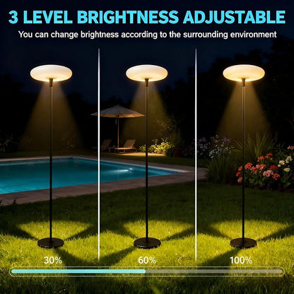 Lightdot Solar Outdoor Floor Lamp for Patio, Waterproof USB Rechargeable Cordless Floor Lamp with 3 Brightness Modes,Height Adjustable(Max 74IN),Warm White 3000k Standing Solar Lights for Yard Garden