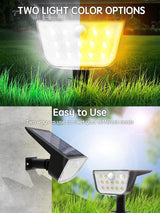 ROOR Solar Spot Lights Outdoor Motion Sensor, IP68 Waterproof Solar Landscape Spotlights, 6 Modes Warm White+Cool | Lumora