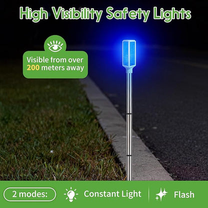5 PCS Solar Driveway Markers, Solar Powered Driveway Lights on Poles, Outdoor Landscape Reflectors for Snow Road, Yard, Parking Lot, and Sidewalk (Blue)