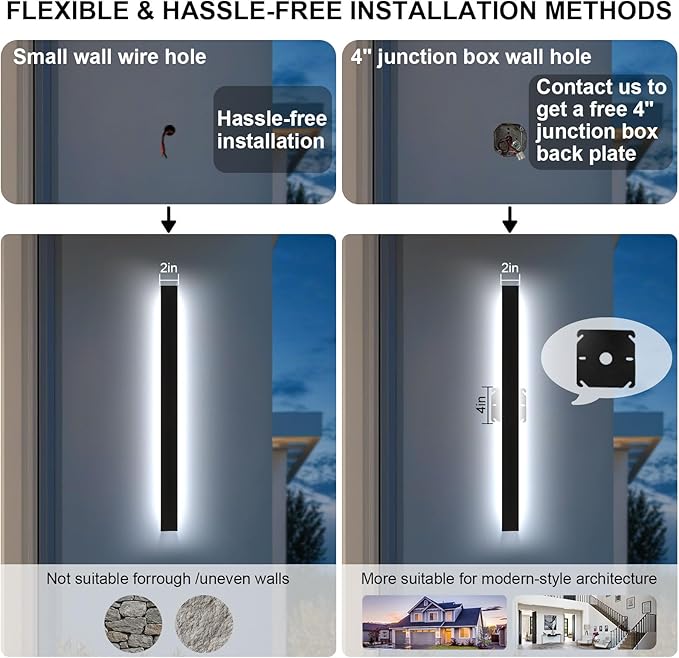 39 Inch Modern Outdoor Wall Lights, 3CCT Dimmable Outdoor Wall Sconce with Remote Control, IP65 Waterproof LED Long | Lumora