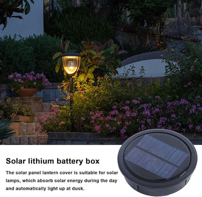 Garden Light Solar Top Replacement Round Box, Solar Replacement Top of Solar Lantern Battery Box, Solar Lights Replacement Top, Waterproof Round Solar Panel Lights
