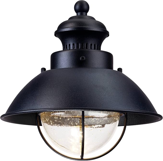John Timberland Fordham Farmhouse Rustic Industrial Outdoor Wall Light Fixture LED Black Metal 8" Seedy Glass | Lumora