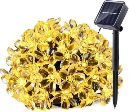 Hann® Solar String Lights, 21ft 50 LED Fairy Blossom Flower Christmas Decorative Lighting for Outdoor Home Lawn Garden Wedding Patio Party and Holiday Decorations (50 LED Peach Blossom Warm White)