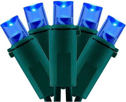 YULETIME 200 Blue Wide Angle LED Christmas Lights, 66 Feet Green Wire UL Certified 5mm Holiday String Light Set (Blue)