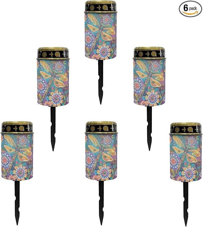 Boho Floral Dragonfly Garden Lights Solar Outdoor Pathway Lights Stake Lights Landscape Lighting for Yard Patio Driveway,LED Solar Lantern Outdoor Table Lamp,Wall Light Auto On/Off