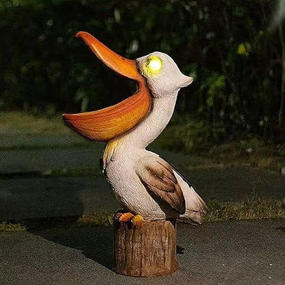 Elenon Pelican Statues Garden Statues, 14 Inch Outdoor Solar Yard Art Coastal Ocean Bird, Sculpture Ornament for Backyard Porch Lawn Patio Pond Decor