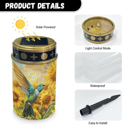 Hummingbird Sunflower Solar Garden Lights Warm White Led Light for Grave Cemetery Solar Lamp Patio Deco Remembrance Gift