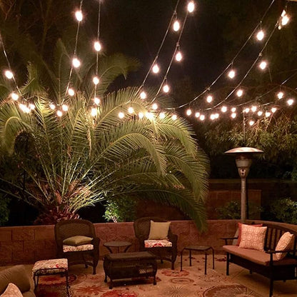 Costzon LED String Lights, 48 Ft Waterproof Commercial Grade Decorative Outdoor String Lights, UL Listed, 15 Hanging Sockets, 16PCS S14 2W LED Bulbs, Suitable for Garden Café Wedding Malls (2 Pack)