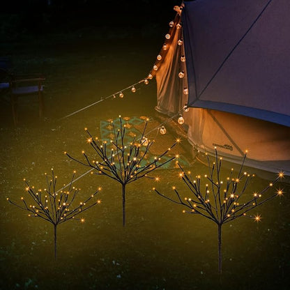 Solar Pathway Lights Outdoor,3 Pack LED Twig Garden Lights with Stakes for Walkway Driveway Yard Lighted Brown Branches 60 LED Decorative Lights 2 Lighting Modes