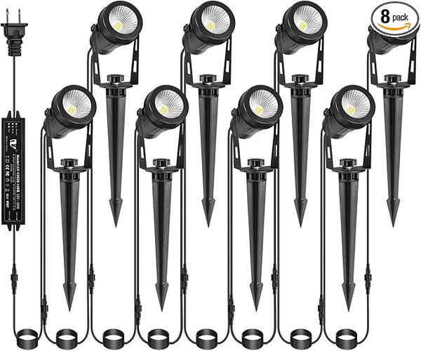 Low Voltage Landscape Lighting, 8 Pack Outdoor Spot Lights with Transformers, 12V Warm White Landscape Spotlights | Lumora