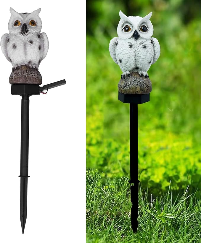 YWBL-WH Solar Pathway Lights Outdoor Solar Owl Design, Warm Light, 600mAh Battery Solar Powered Landscape Light for Patio Yard Driveway