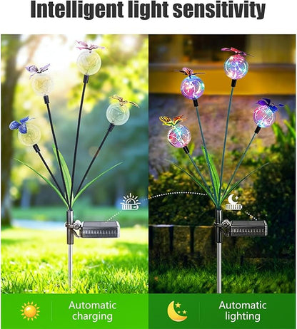 Solar Garden Lights, Swaying Butterfly Light, Swaying in The Wind, Solar Outdoor Lights, Yard Patio Pathway Decoration, Flexibility Iron Wire & Realistic Butterflies (Multicolor)