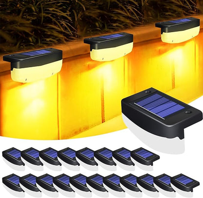 LED Solar Step Lights, 20 Pack Solar Deck Lights Outdoor IP65 Waterproof Pool Side Lighting Decor for Stairs Fence Yard Driveway Pathway Yard Backyard, Warm White