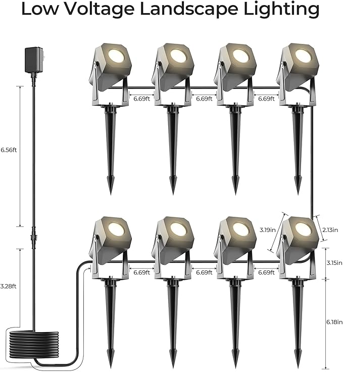 Outdoor Landscape Lighting, 8 Pack Outdoor Spotlights, LED Landscape Lights for House Yard Garden Lawn Tree Fence | Lumora
