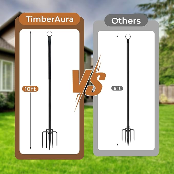 10 Ft String Light Poles for Outside, 6 Pack Heavy-Duty Metal Poles for Outdoor Hanging Lights with Fence Brackets | Lumora