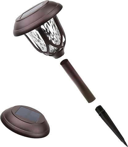 Alpine Corporation 17" Tall Super Bright High Lumen Outdoor Solar Powered Pathway Light Stakes, Bronze (Set of 2)