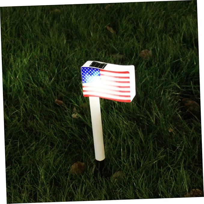 MERRYHAPY Solar American Flag Lawn Light Patriotic Solar Stake Light for Garden Yard Patio Pathway Outdoor Landscape Lighting