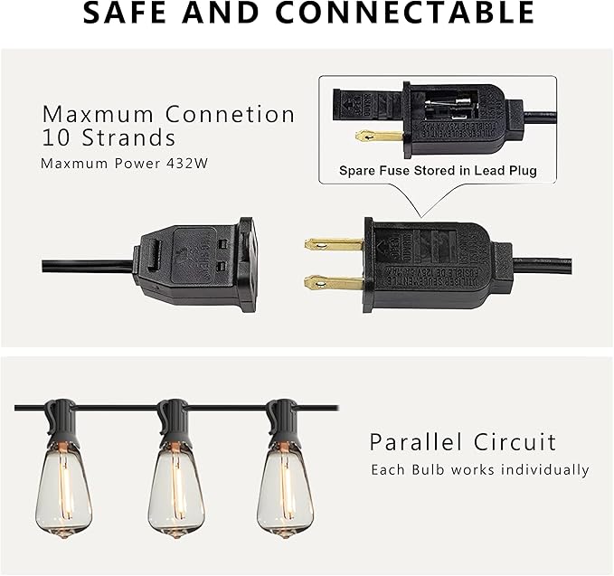DAMAING Outdoor String Lights 150 FT Patio Lights String with 75 Dimmable ST38 Plastic LED Bulbs,Vintage | Lumora