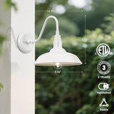 10'' Diameter Outdoor Gooseneck Barn Light Fixture with Wall Mount, White Exterior Waterproof Porch Barn Door Wall | Lumora