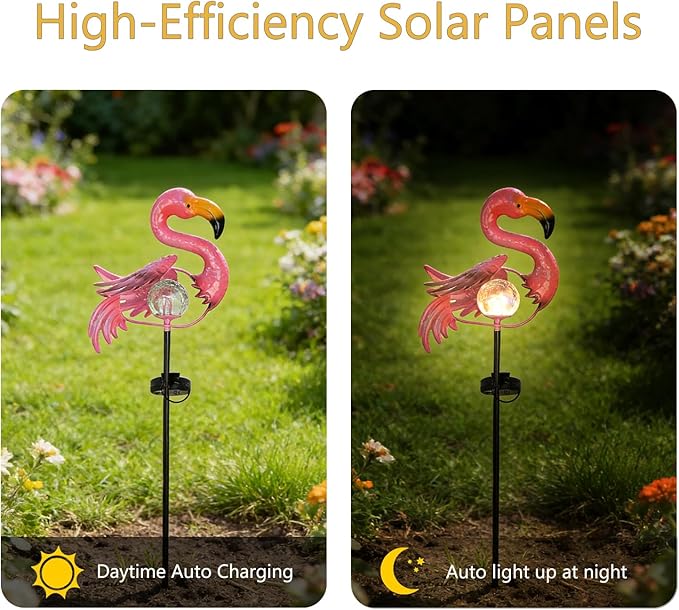 Garden Decor Solar Lights Pink Flamingo Lawn Light, for Yard Outdoor Decorations Ground Inserted Outdoor Waterproof | Lumora