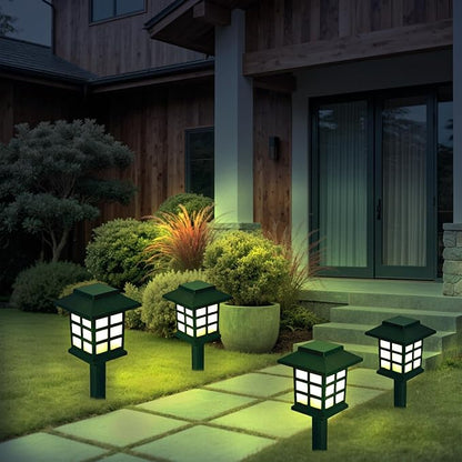 Anern Solar Pathway Lights Outdoor, 4 Pack Waterproof LED Walkway Landscape Light - Provides 6-12 Hours Illumination for Garden, Yard, Patio, Driveway & Landscape Lighting (Warm White)