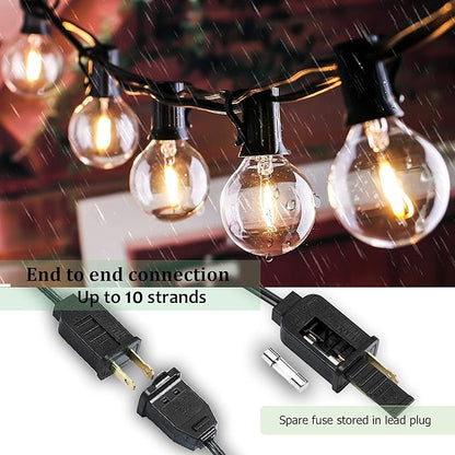 DAMAING Outdoor String Lights 300FT Waterproof Globe String Lights with 150+4 Shatterproof G40 LED Bulbs,Dimmable Connectable Patio Lights String for Hanging Bistro Backyard Gazebo,2-Pack x 150 FT
