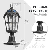 Emliviar 19" Portable Solar Post Light for Patio and Camping, Table Lamp with Pier Mount Base in Black Finish | Lumora