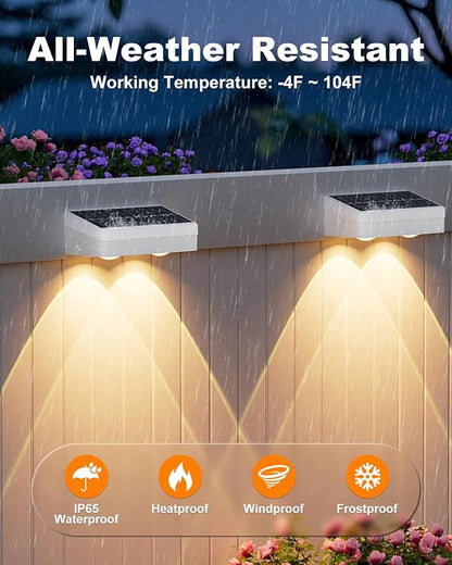 VOLISUN Solar Fence Lights with Remote Control, 50 Lumen LED Fence Lights Solar Powered, IP65 Waterproof, 10 RGB Color Long-Lasting Solar Lights for Backyard Garden Deck Patio Railing (12 Pack)