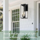 Bestshared Large Outdoor Wall Sconce, 24'' Modern Black Outdoor Wall Lantern, 3-Light Clear Glass Porch Light | Lumora