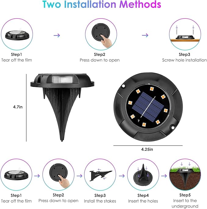 Fohil 12 Pack Solar Ground Lights Outdoor,12 LEDs Solar Disk Lights Waterproof In-ground Lights for Pathway Lawn | Lumora