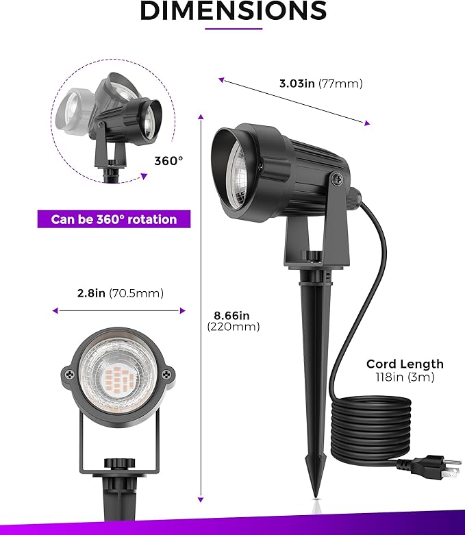 L LOHAS LED Halloween Orange and Purple Spotlights Outdoor, Auto On/Off 5W 120V Landscape Lighting for for House | Lumora