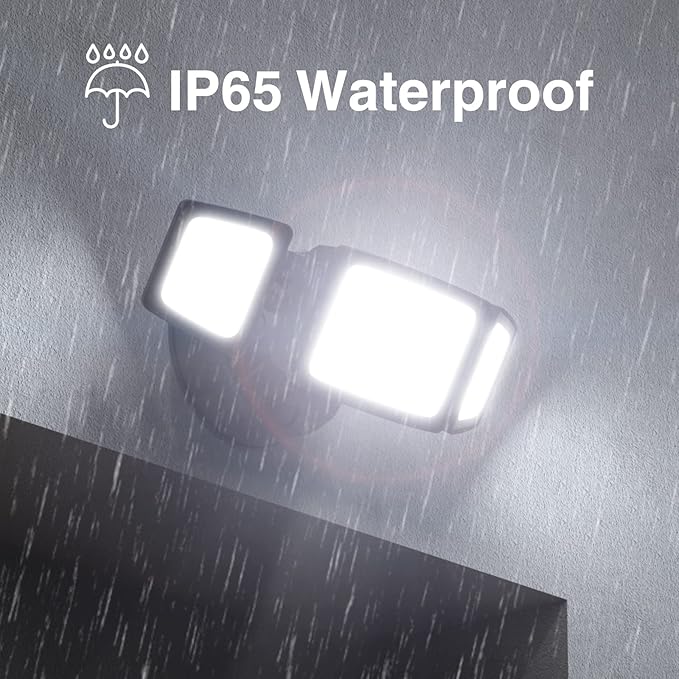 Onforu 70W Dusk to Dawn Outdoor Lighting,7000LM Black Flood Lights Outdoor,IP65 Waterproof Exterior Security LED Light,3 Adjustable Heads Photocell Light Fixture,6500K Floodlight for Garage,Patio,Yard