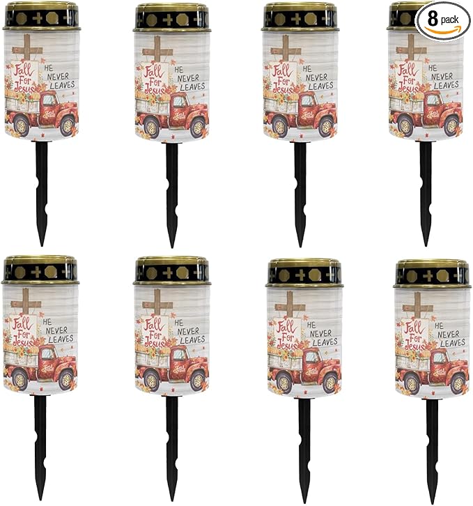 Fall for Jesus Cemetery Lights for Grave,Solar Garden Lights Solar Pathway Lights Outdoor Waterproof Garden Lights Solar Powered Fairy Lights Yard Solar Walkway Lights Spotlights-Warm White