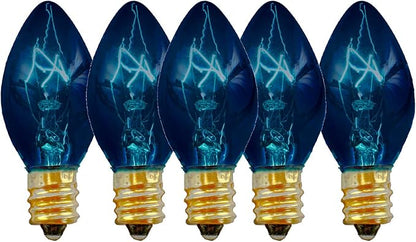EST. LEE DISPLAY L D 1902 Outdoor Patio String Lights Bulbs & Green Hanging Cord Set Christmas Holiday Seasonal Light Bulbs & Cord Included 25FT C-9 E17 (White Wire, Blue)