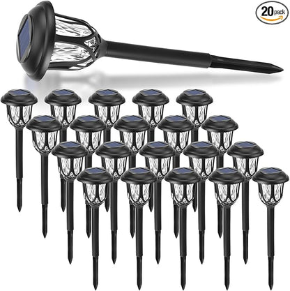 Tuanse 20 Pcs Solar Outdoor Garden Pathway LED Lights Bulk Solar Powered Landscape Yard Stake Lights Waterproof Auto On/Off for Lawn Patio Porch Walkway Driveway