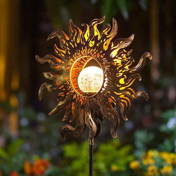 Solar Lights Outdoor Garden Decor Solar Powered Sun Lantern for Yard, Patio,Lawn or Pathway Sun Decorations Crackle | Lumora